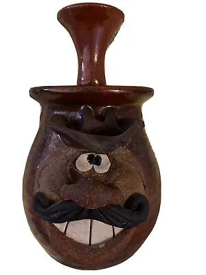 Vintage Robert Eakin Cowboy Cookie Jar Stoneware Art Pottery Mustache 9.5 In • $42