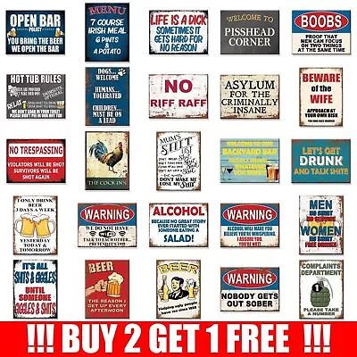 Metal Signs Vintage Retro Funny Humour Bar Man Cave Garage Shed Poster Tin • £3.95