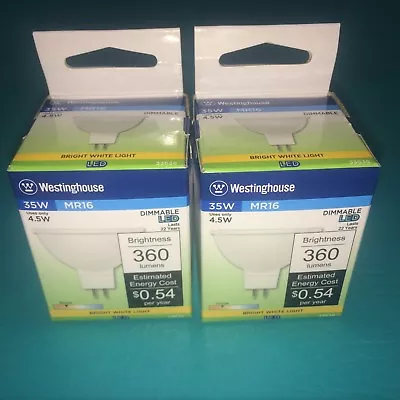 2 Westinghouse Bright White Light Bulbs Dimmable 35W MR16 LED 360 Lumens NEW • $9.86