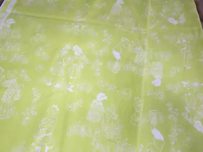 Vintage Sewing Fabric Lime Green Children's Print • $9.95