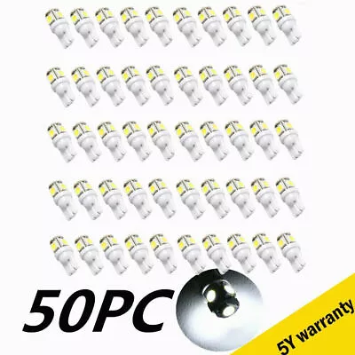 50Pcs Super White T10 Wedge 5-SMD 5050 LED Light Bulbs W5W 2825 158 192 168 194 • $8.79