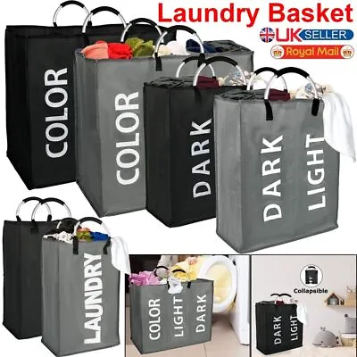 Collapsible Fabric Laundry Hamper Foldable Clothes Bag Washing Bin Basket • £10.89