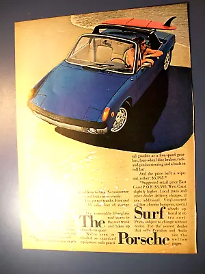 1972 Porsche 914 Mid-sized-mag Color Car Ad -  The Surf Porsche  • $8.95