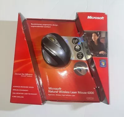RARE Microsoft Natural Wireless Laser Mouse 6000 - Used W/ Wear & Sticky Residue • $79