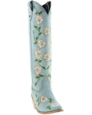 Liberty Black Women's Botas Caborca For Embroidered Roses Tall Western Boot Snip • $249.97