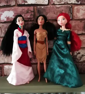 Disney Store Classic Doll Bundle Mulan Merida Pocohontas Princess • £12.99