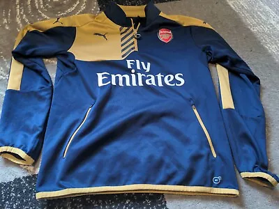 £18 • Buy Arsenal Football Tracksuit Top Training Puma Dry Cell Large Mens Blue Gold 