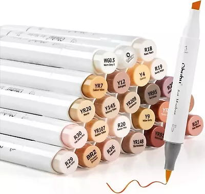 Ohuhu Skin Tone Alcohol Markers Brush Tip - Double Tipped Skin Color Markers For • $49.99