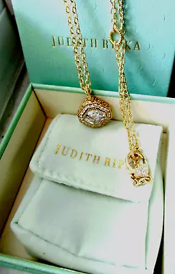 Judith Ripka 14K Gold-clad Sterling Silver DMQ CZ Adjustable Necklace JR Box* • $149.96