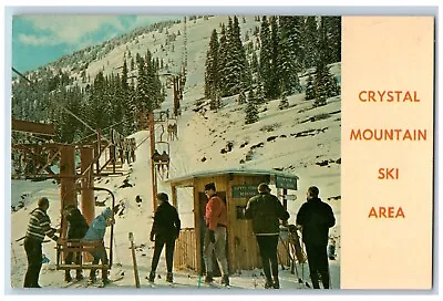 Mt. Rainier Washington Postcard Crystal Mountain Chair Lift Ski Area Winter 1966 • $29.95