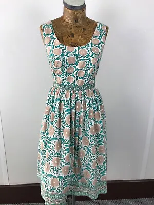£29.97 • Buy MONSOON DRESS 12 SUMMER FIT & FLARE FLORAL Beige Green Midi SEQUINS Waist Casual