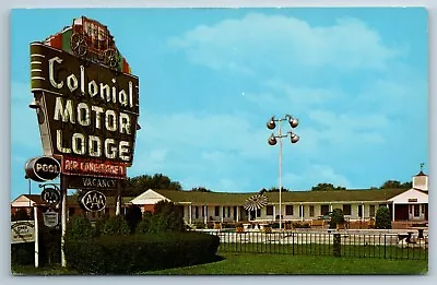 Colonial Motor Lodge Motel Dinner House Springfield Illinois Chrome Postcard N1S • $12.95