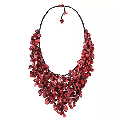 $39.99 • Buy Handmade Synthetic Coral V-Shape Red Chandelier Necklace