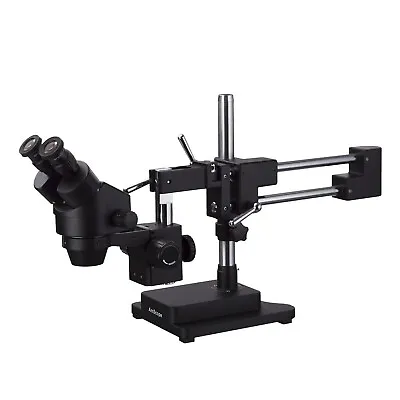 AmScope 7X-45X Binocular Stereo Zoom Microscope With Double Arm Boom Stand • $464.99
