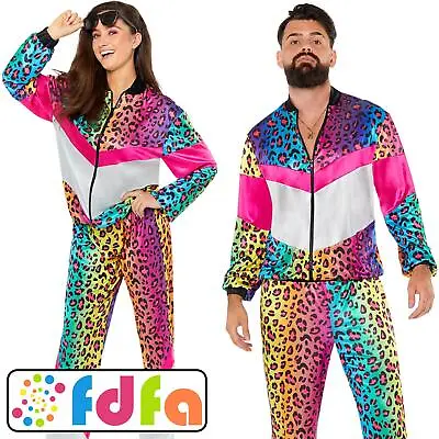 Amscan 1980s 80's Neon Animal Shell Suit Adults Mens Fancy Dress Costume • £22.19