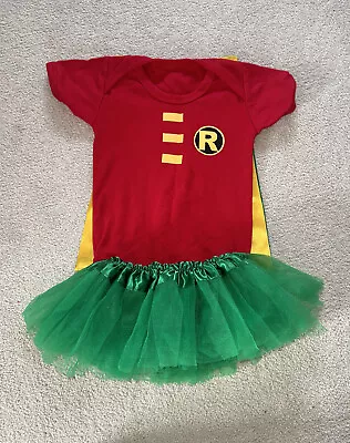 Superhero Robin Baby Bodysuit With Tutu Outfit Costume - Halloween • £4