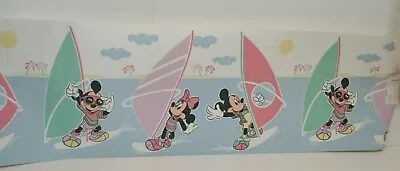 Disney MICKEY MINNIE MOUSE WINDSURFING SAILBOARDING Wallpaper Border Sunworthy • £26.05