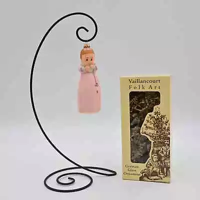 Vintage 2001 Vaillancourt Folk Art Baby In Pink Dress Christmas Ornament • $25.20