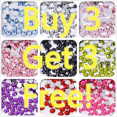 Buy 3 Get 3 Free! 1000 Rhinestones Resin Gems Crystal Pearl Nail Body UK Post • £1.59