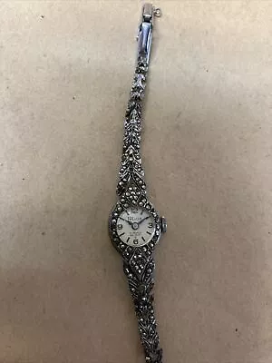 Vintage Marcasite Watch Felicia 17 Jewls Incablog Swiss Made Deco Watch G105 • $60