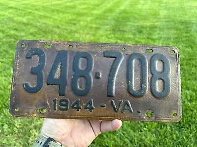 Vintage 1944 Virginia (Va.) Automotive License Plate Fiberboard *348-708* • $15