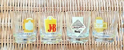 4 X Vintage Whisky  Shot Glasses  Haig W&P JB Grants And Long John Mancave • £9.50