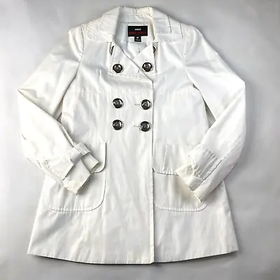MISS SIXTY M60 White DOUBLE BREASTED Chrome Buttons PLEATED Trench Coat! Sz S • $33.99