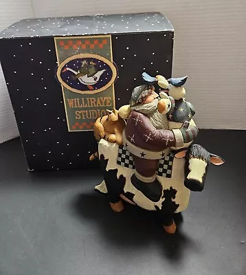 Santa And Snowman Sitting On A Cow With A Cat New In Box Williraye WW2368  • $39.99