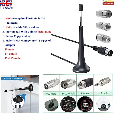 £8.59 • Buy 3M DAB Radio Aerial Hifi System Indoor FM Radio Antenna For Tuner Stereo Ancable
