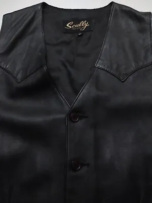 SCULLY Men's Cardigan WESTERN STYLE Size 40 100% LEATHER 2 Pocket VEST • $24.98