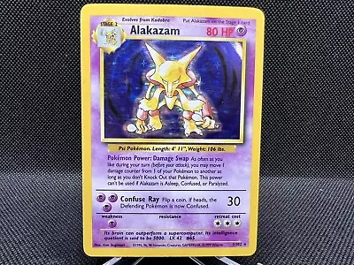 Pokemon Card Alakazam Holo Unlimited Base Set WotC 1999 Ultra Rare 1/102 LP • $65