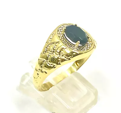 Genuine Solid 10ct Yellow Gold Mens Sapphire And Diamond Ring 3g HL4869 • $0.65