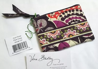 Vera Bradley PLUM CRAZY Coin Purse CASE Lipstick SMALL COSMETIC 4 PURSE Bag  NWT • $29.95