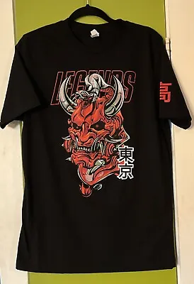Lane Seven L7 Red Oni Mask Warrior Anime Black Cotton T-shirt Size Large • $15