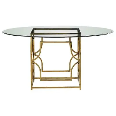 Best Master Alexis 54  Stainless Steel And Glass Round Dining Table In Gold • $648.05