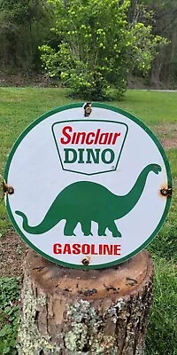 Sinclair Dino Gasoline Vintage H-C Gas Pump Porcelain Sign • $70