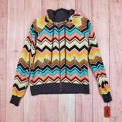 Missoni For Target Sweatshirt Sz M Full Zip Up Hooded Multi Zig Zag NEW NWT • $41.80