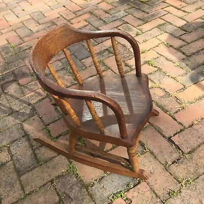 Antique Primitive Child’s Rocking Chair Rocker 1800s. Oak Or Elm.  18” Tall • $115