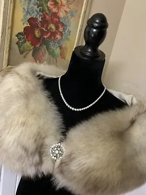 $80 • Buy Vintage Genuine Fox Fur Stole Cape Wrap Bridal Wedding