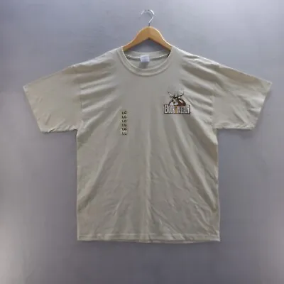 £34.88 • Buy Vintage BUCK WEAR T Shirt Large Beige Graphic Print Short Sleeve Cotton Mens NOS