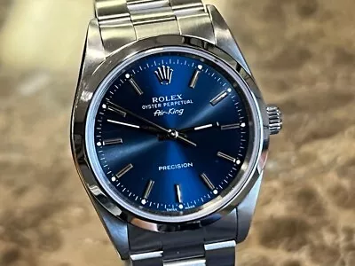 Rolex Oyster Perpetual Air King 34mm Automatic Blue Box Papers JUST SERVICED • $4395