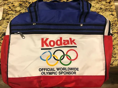 Vintage 80's Duffel Bag Kodak Official Worldwide Olympic Sponsor Red White Blue • $24.99
