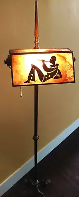 Antique Floor Lamp With Mica Shade Pagliacci Opera Clown • $675