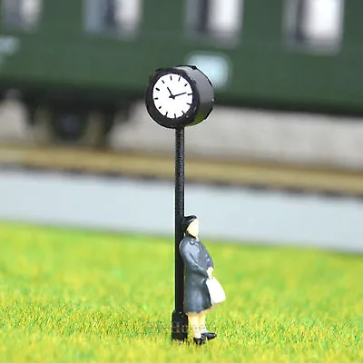 On Sale 2 X HO Scale Model Train Lamp Posts LED Platform Clock Lamps Lights • $2.99