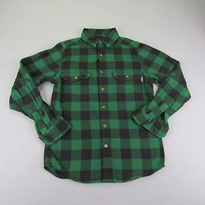 Woolrich Shirt Mens Medium Green Black Plaid Buffalo Check Flannel Button Up • $39.97