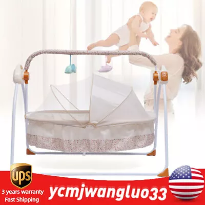 Auto-Swing Bed Bedside Bassinet Electric Baby Crib Music Cradle Remote Control • $78.85