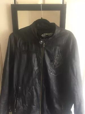  Black Leather Jacket Ed Hardy By Christian Audigier Mens  • £150