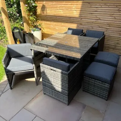 £199.99 • Buy Arthur Cameron Grey Cube 4 Seat Rattan Outdoor Garden Patio Dining Furniture Set