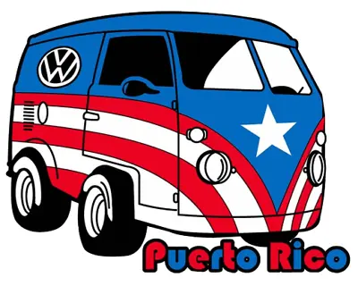 $1.99 • Buy Vintage VW Bus Sticker With Puerto Rico Flag, 3 Sizes, Waterproof 