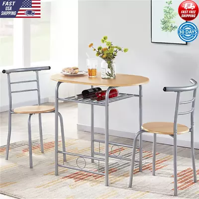 3pcs Modern Dining Set Mid-Height Backrest Wooden Seat Sturdy Lightweight Home • $67.81